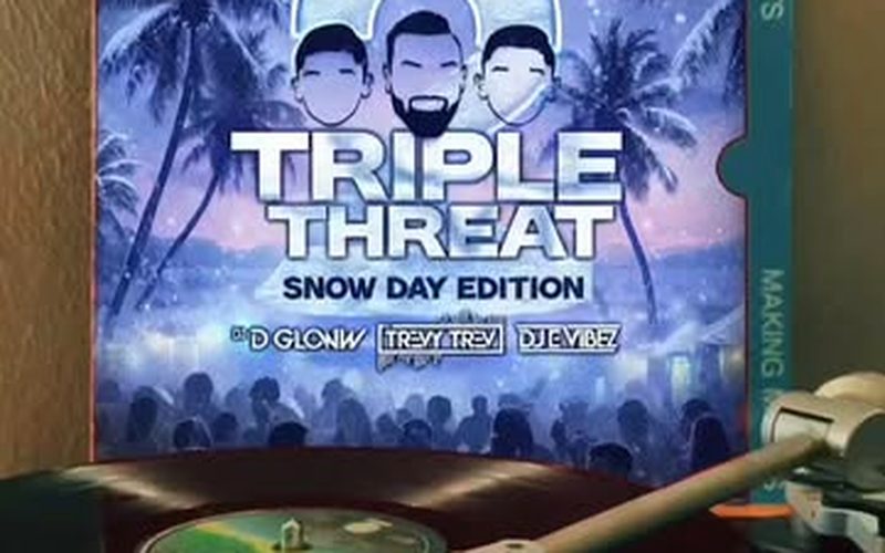 Turntable with a Waistline Entertainment Triple Threat mixtape sleeve